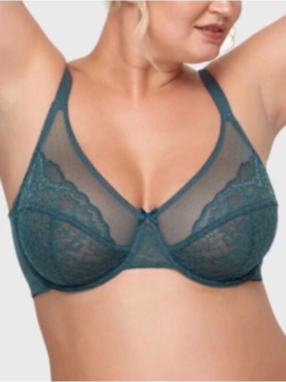 HSIA Enchante Deep Teal Lace Underwire Bra Size 36DD NWT